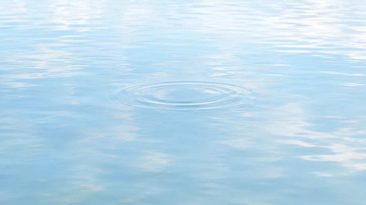 淡い水色の水面に広がる波紋